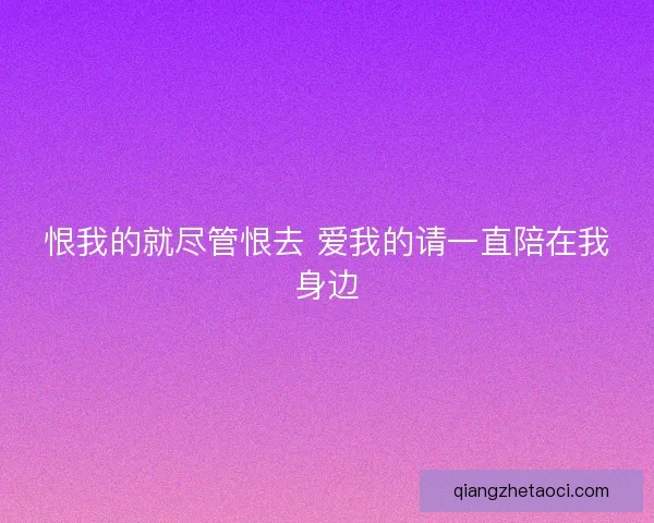 恨我的就尽管恨去 爱我的请一直陪在我身边
